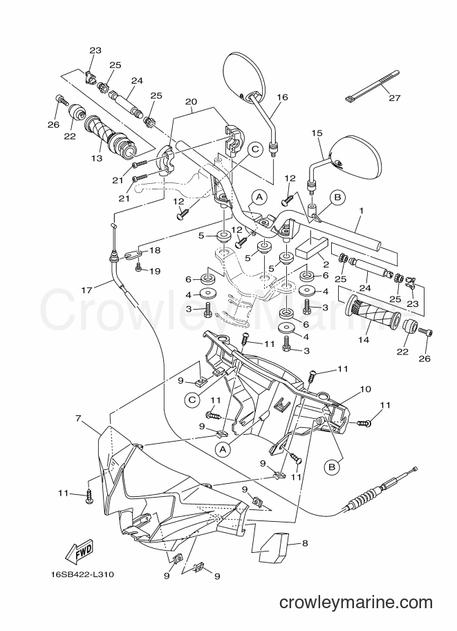 2012 Scooter T115LE - T115LE (16SC) [010] - STEERING CABLE FOR DISK BRAKE