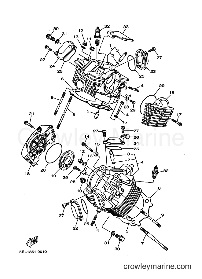 Yamaha Motors XVS1100 (5EL8) [040] - CYLINDER HEAD