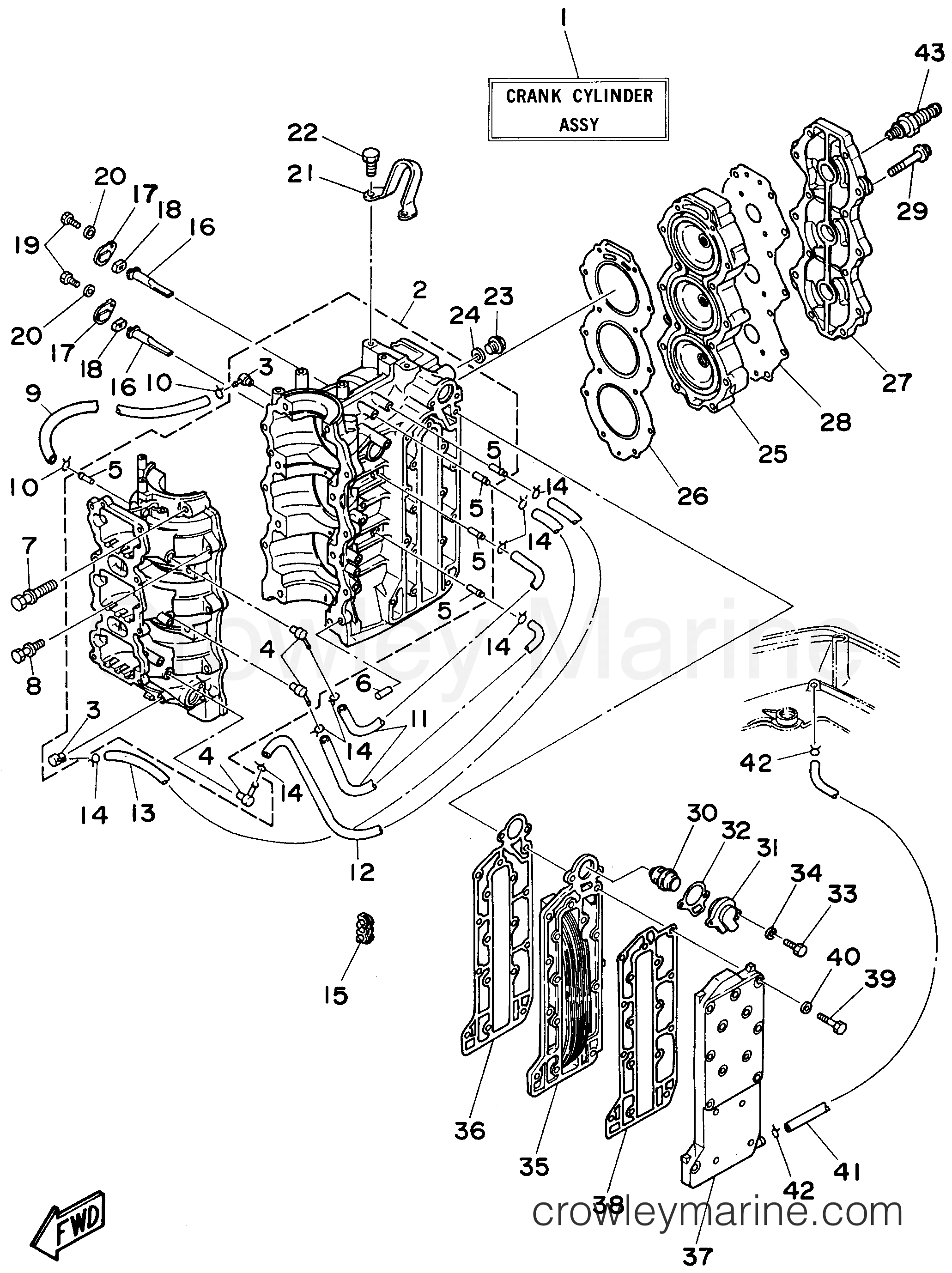 Yamaha Motors E60MLHT - CYLINDER CRANKCASE