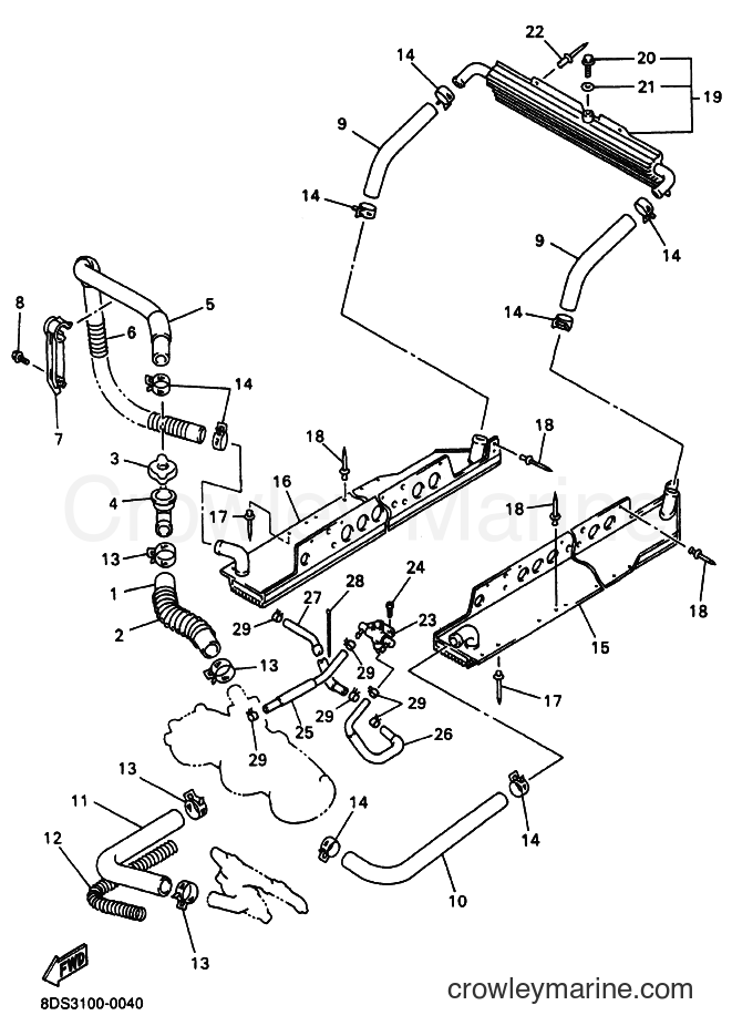 Yamaha Motors VX700 (8DS3) [020] - RADIATOR & HOSE