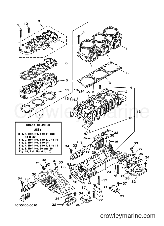 Yamaha Motors ENG FOR XA1200 (67BA) [01A] - CYLINDER & CRANKCASE 1