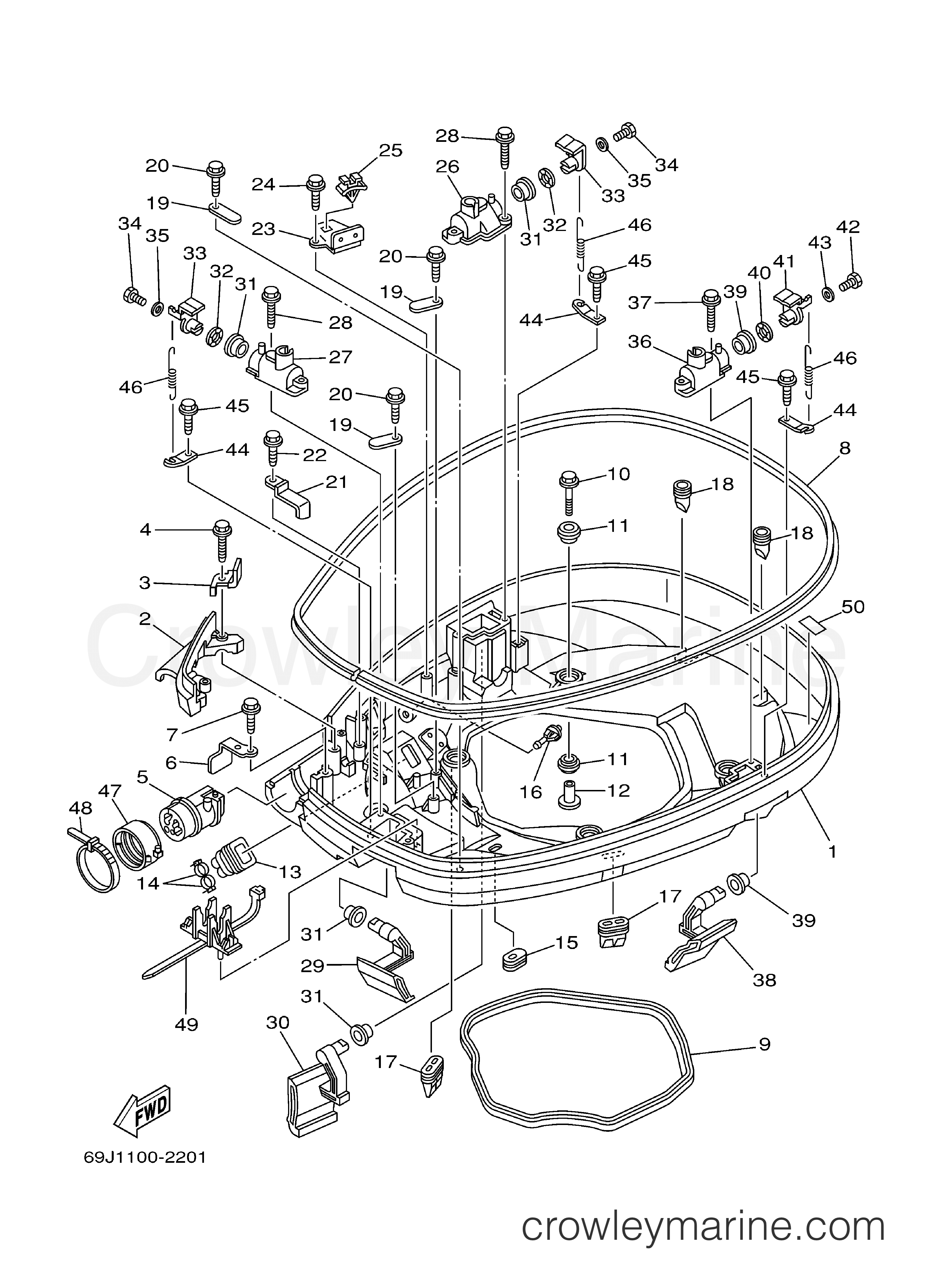 Yamaha Motors F200TXRA - BOTTOM COWLING 1