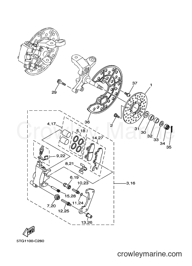 2004 ATV YFZ450 - YFZ450 (5TG1) [030] - FRONT BRAKE CALIPER
