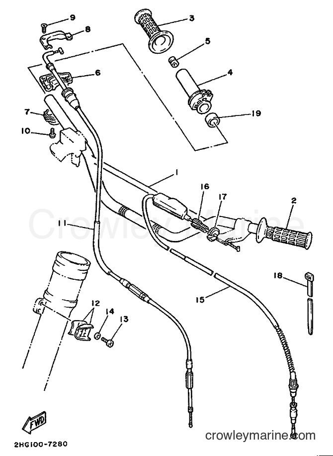 1987 Dirt Bike YZ125 - YZ125 (2HG) [999] - STEERING HANDLE & CABLE