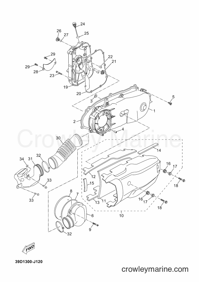 2012 Scooter YP125R - YP125R (2AB6) [010] - CRANKCASE COVER 1