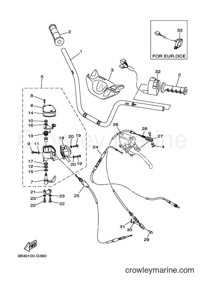 Yamaha Motors YFM700FWAD (3B4F) [010] - STEERING HANDLE & CABLE