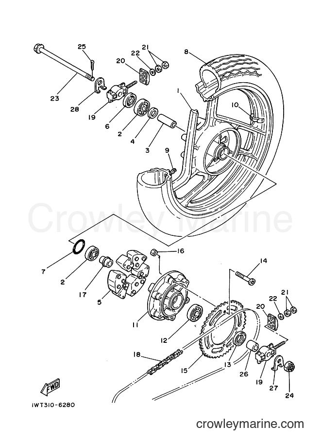 Yamaha Motors RD350LCF (1WT) [99A] - REAR WHEEL
