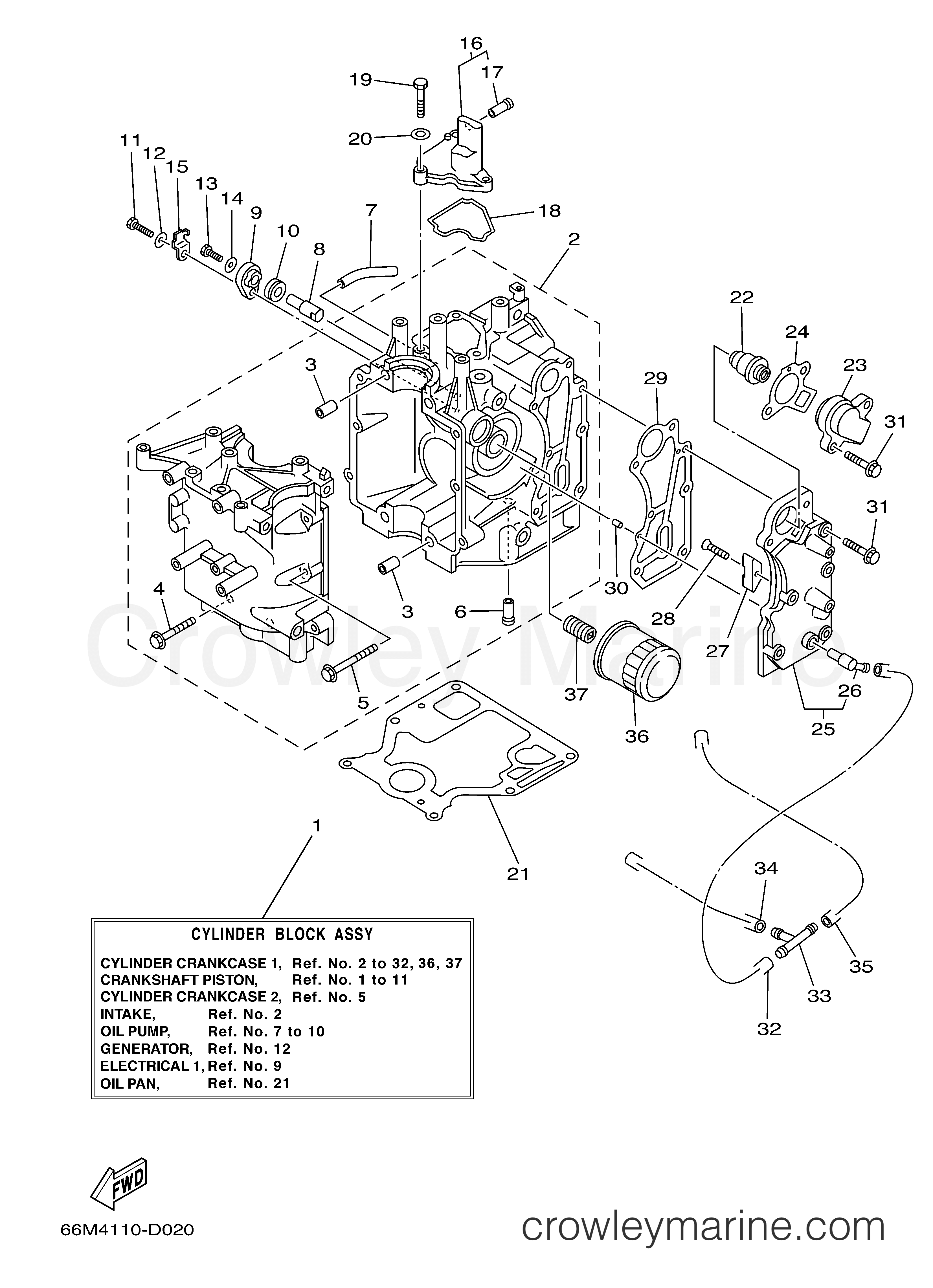 Yamaha Motors F15MSHD - CYLINDER CRANKCASE 1