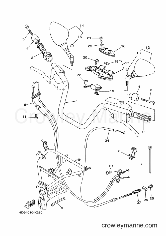Yamaha Motors YP250 (4D97) [010] - STEERING HANDLE & CABLE
