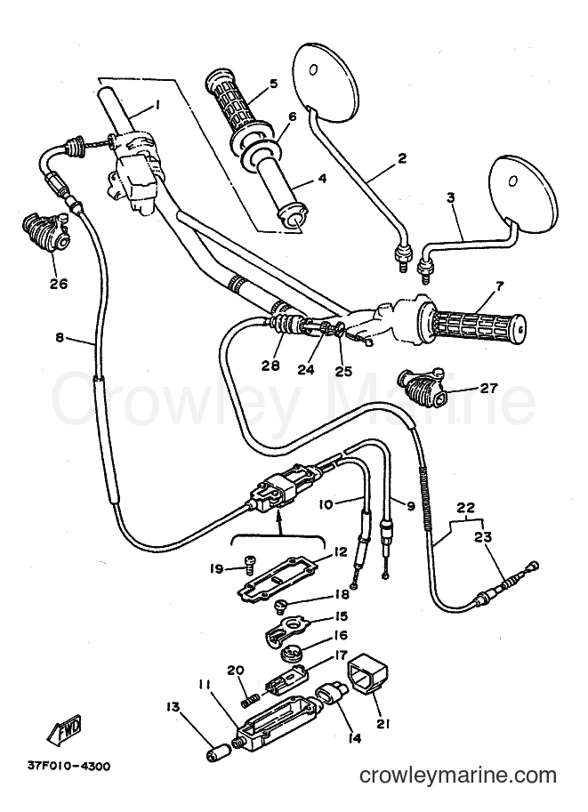 1988 Dirt Bike DT200U - DT200U (40R0) [010] - STEERING HANDLE & CABLE