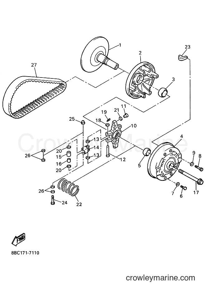 1997 Snowmobile BR250L - BR250L (8BC4) [010] - PRIMARY SHEAVE