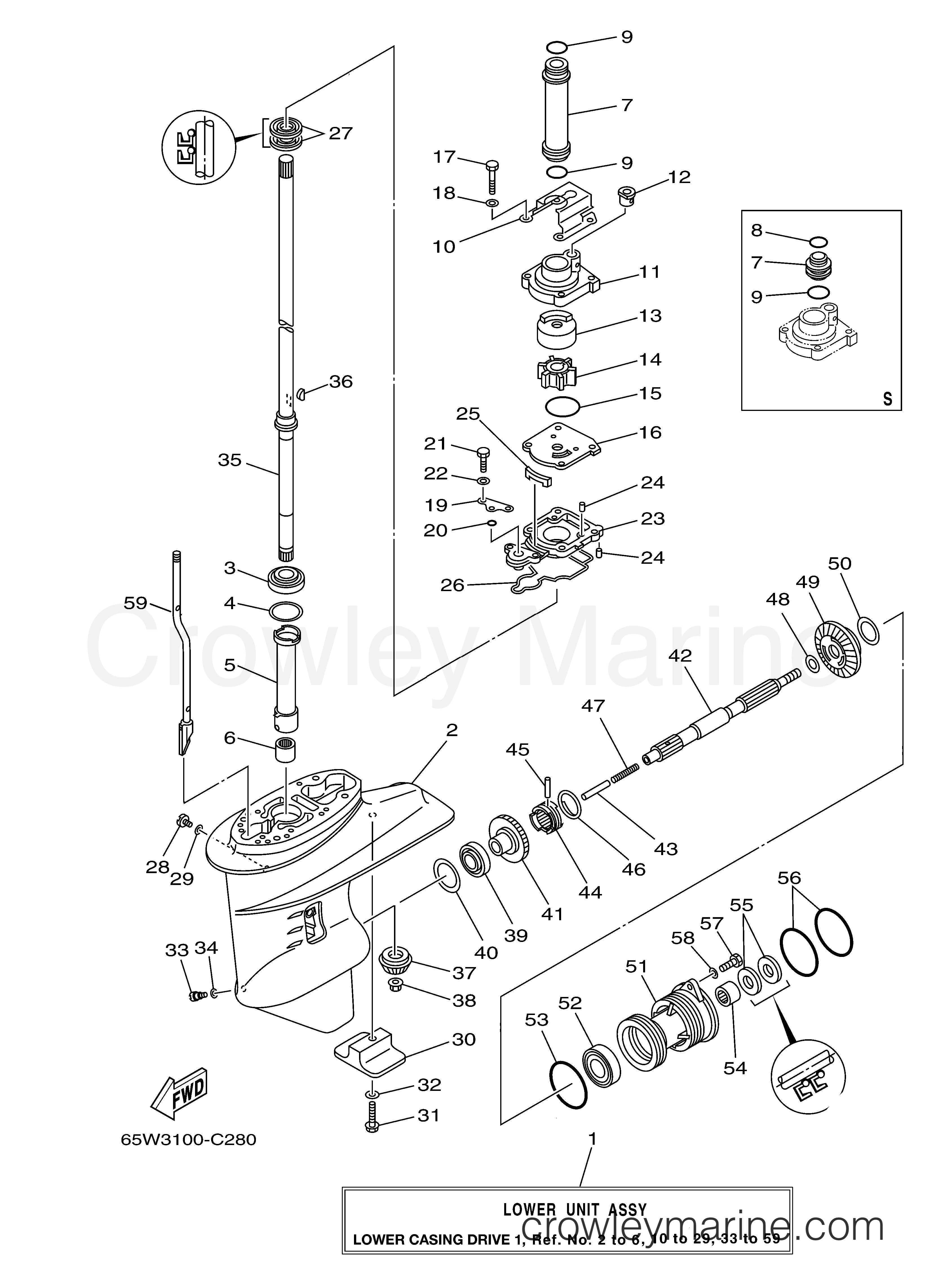 Yamaha Motors F25ESH - LOWER CASING DRIVE 1