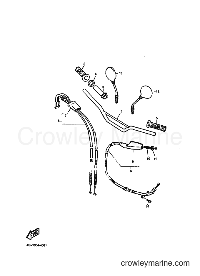 1997 Dirt Bike TT600E - TT600E (4GV5) [010] - STEERING HANDLE & CABLE