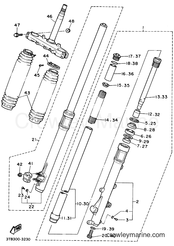 1993 Dirt Bike XT600 - XT600 (3YP5) [999] - FRONT FORK