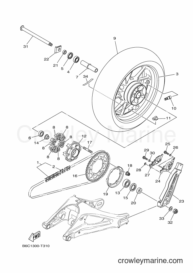 Yamaha Motors MTN850D (B6C1) [010] - REAR WHEEL