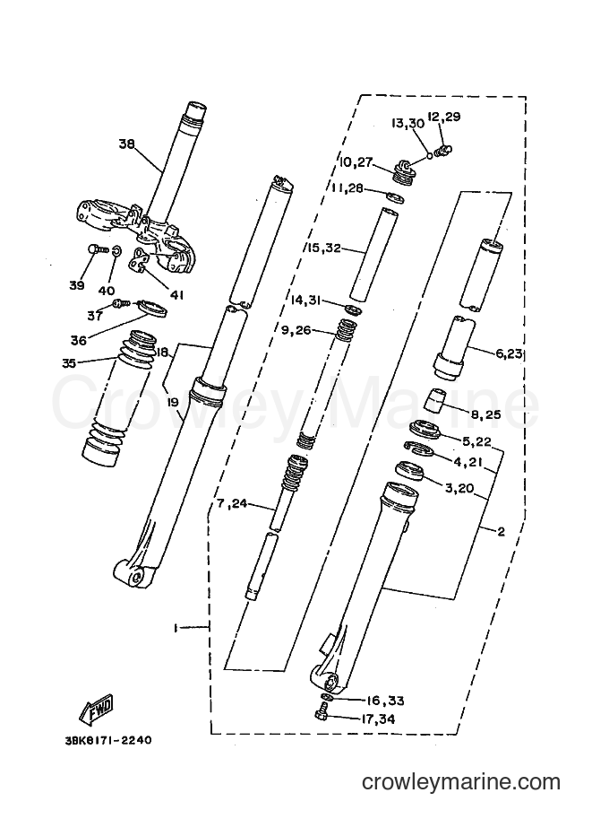 1993 Dirt Bike DT50LC - DT50LC (3BK9) [010] - FRONT FORK