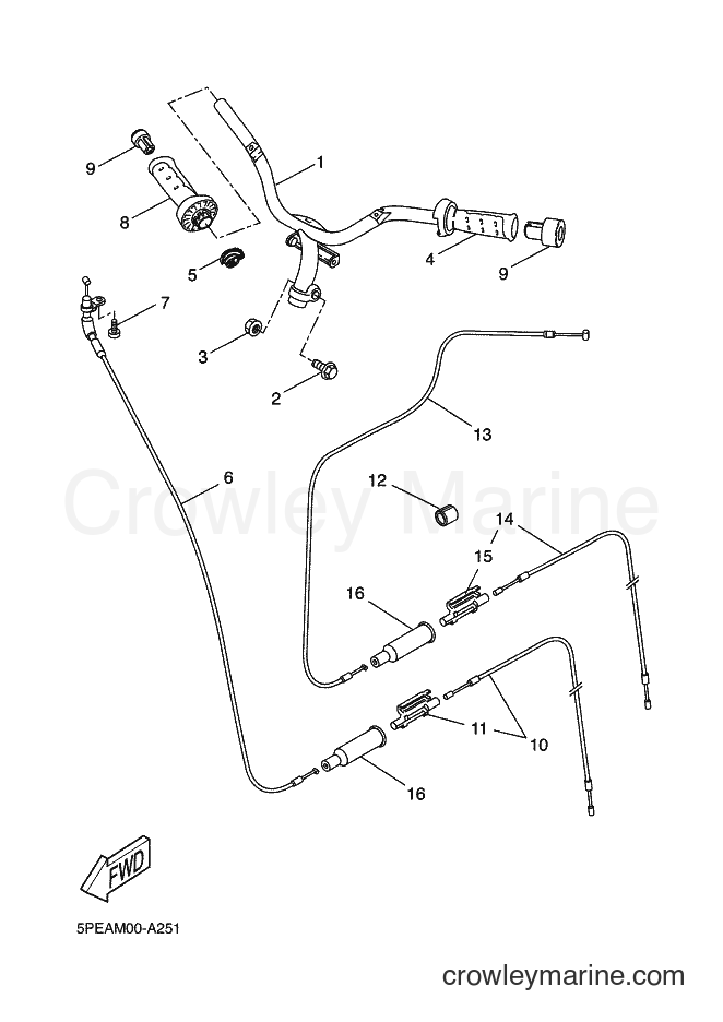 Yamaha Motors YQ50 (5SB6) [080] - STEERING HANDLE & CABLE