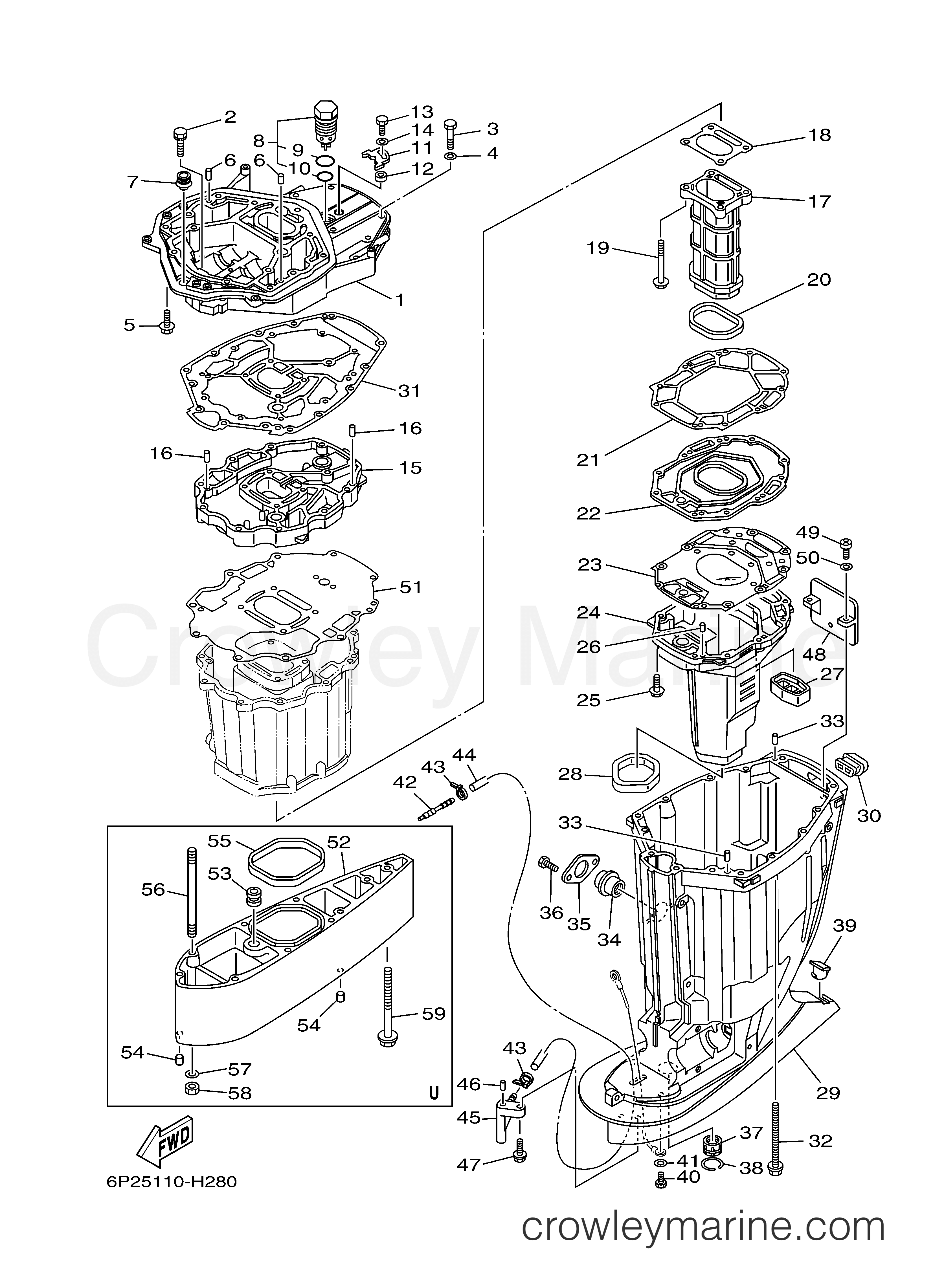 Yamaha Motors F250TUR - UPPER CASING
