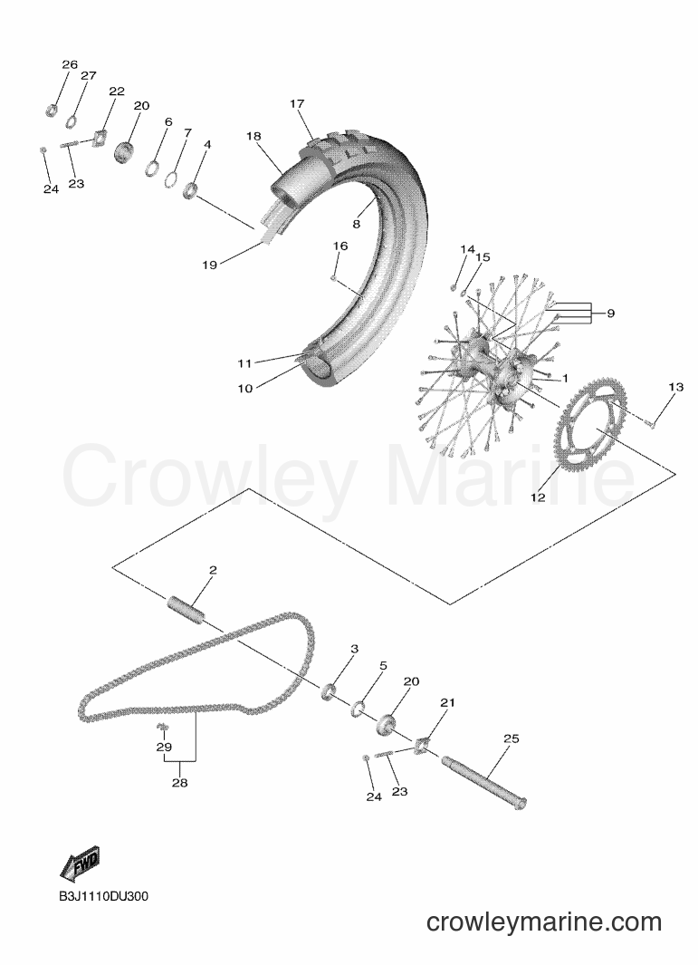 2019 Dirt Bike YZ450FX - YZ450FX (B3J2) [010] - REAR WHEEL