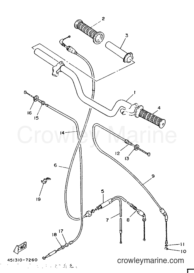1987 Dirt Bike TY80B (SUPPLEMENT - - TY80B (SUPPLEMENT - (451) [999] - STEERING HANDLE & CABLE