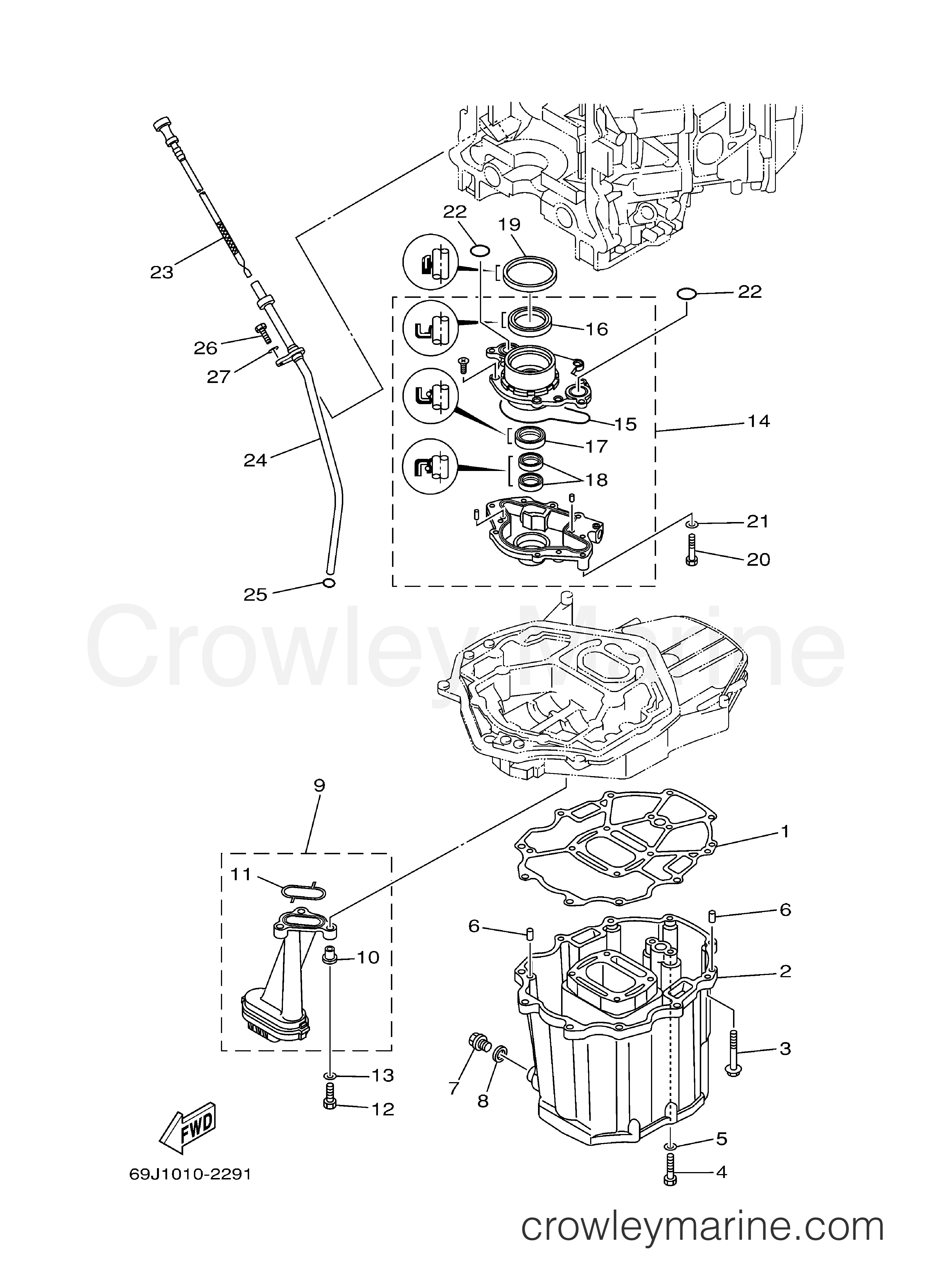OIL PAN 2002 Outboard 225hp F225TXRA Crowley Marine