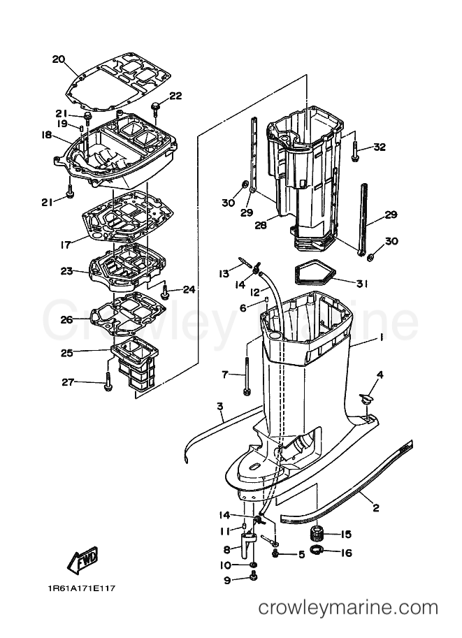 Yamaha Motors 250AET (61A) [030] - UPPER CASING