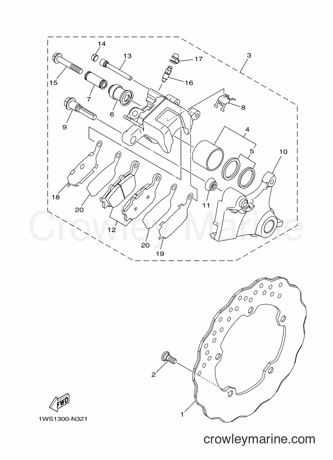 Yamaha Motors MT-07 (1WSN) [010] - REAR BRAKE CALIPER