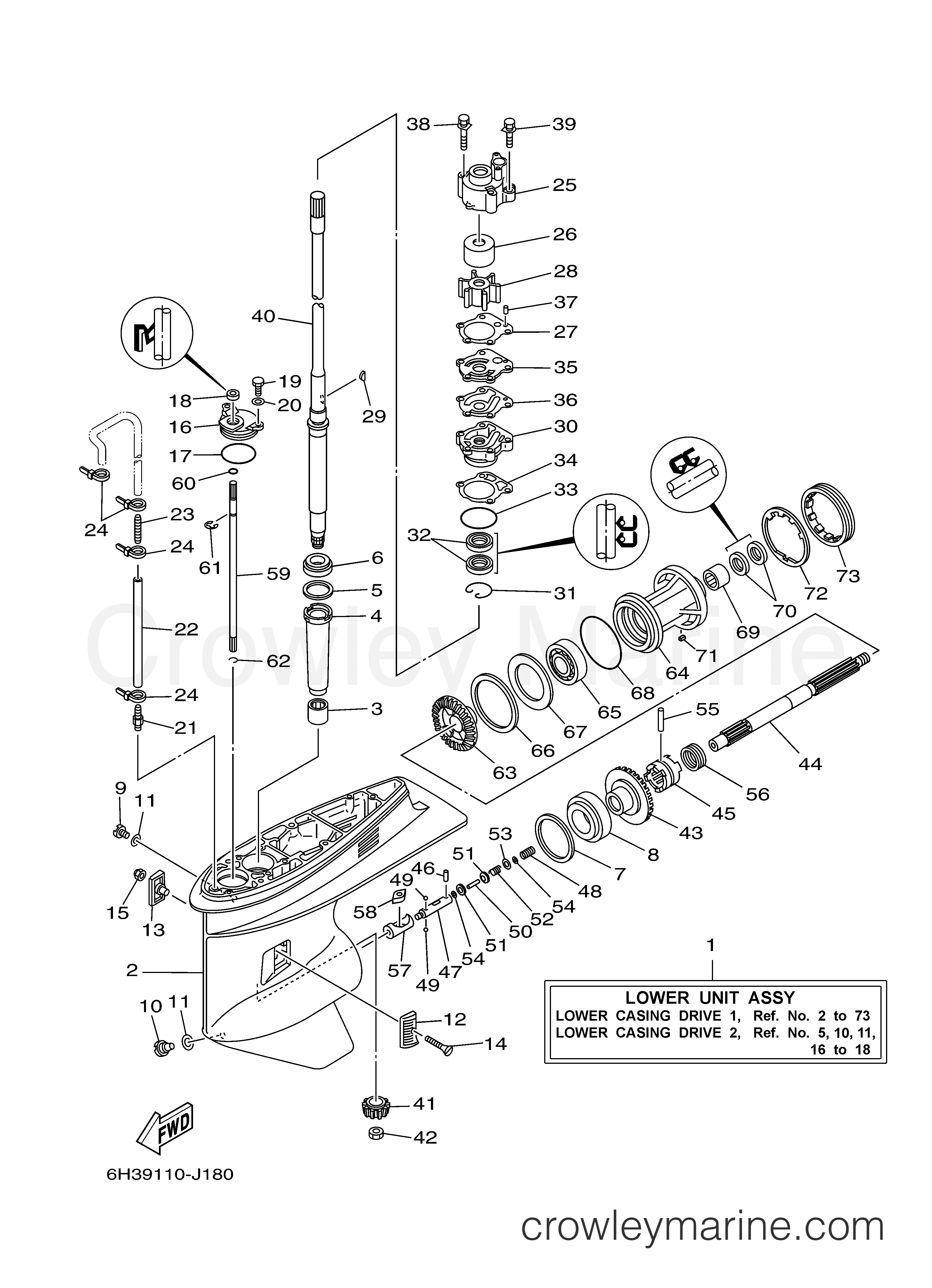 Yamaha Motors 70TLR - LOWER CASING DRIVE 1