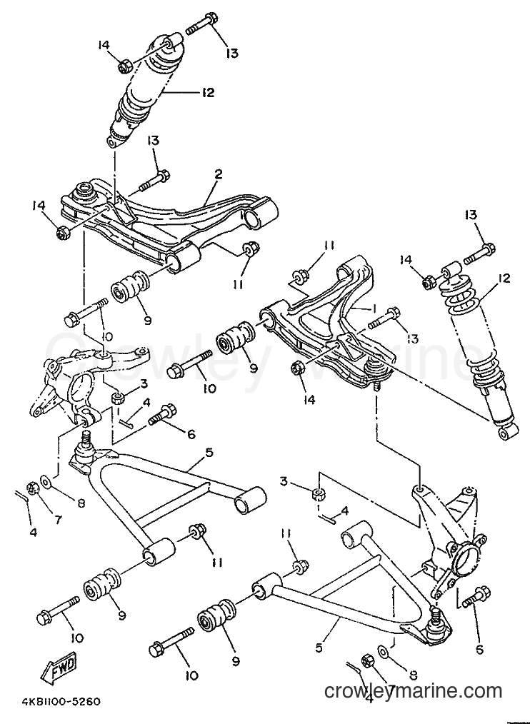 1996 ATV YFM350FW-X - YFM350FW-X (4KB4) [010] - FRONT SUSPENSION & WHEEL