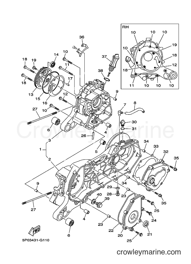2008 Scooter AT135 - AT135 (5P04) [010] - CRANKCASE