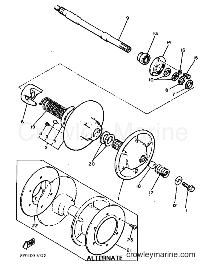 1988 Snowmobile SR540 - SR540 (84L0) [020] - SECONDARY SHEAVE