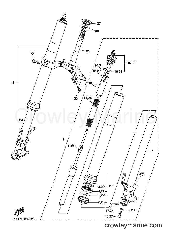 2005 Sport Bike YZF-R6 - YZF-R6 (5SLV) [060] - FRONT FORK