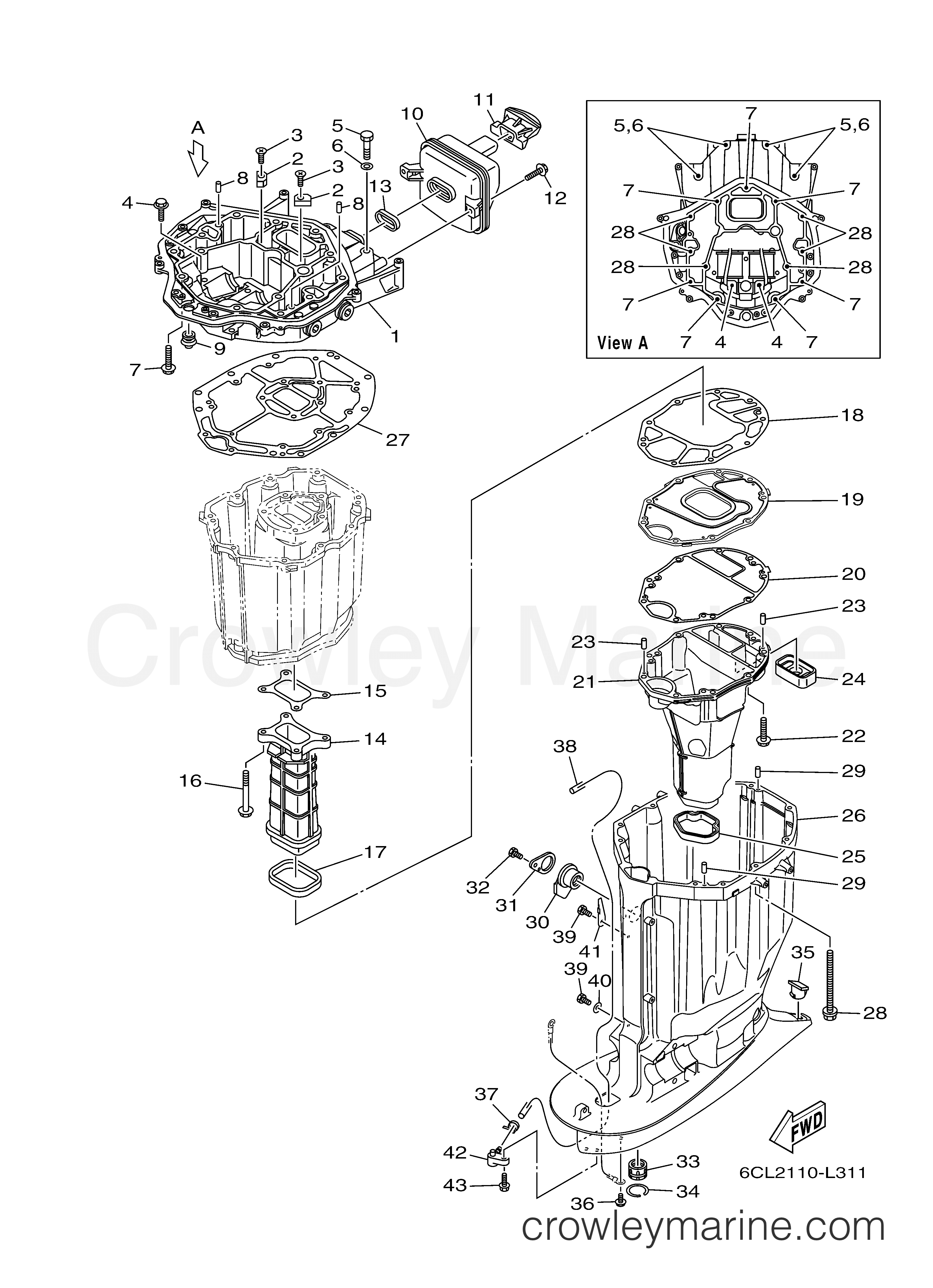 Yamaha Motors F225XCA - UPPER CASING