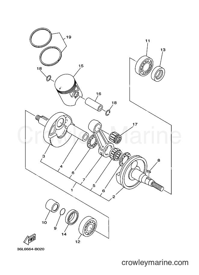 Yamaha Motors RX100T (36L6) [010] - CRANKSHAFT & PISTON