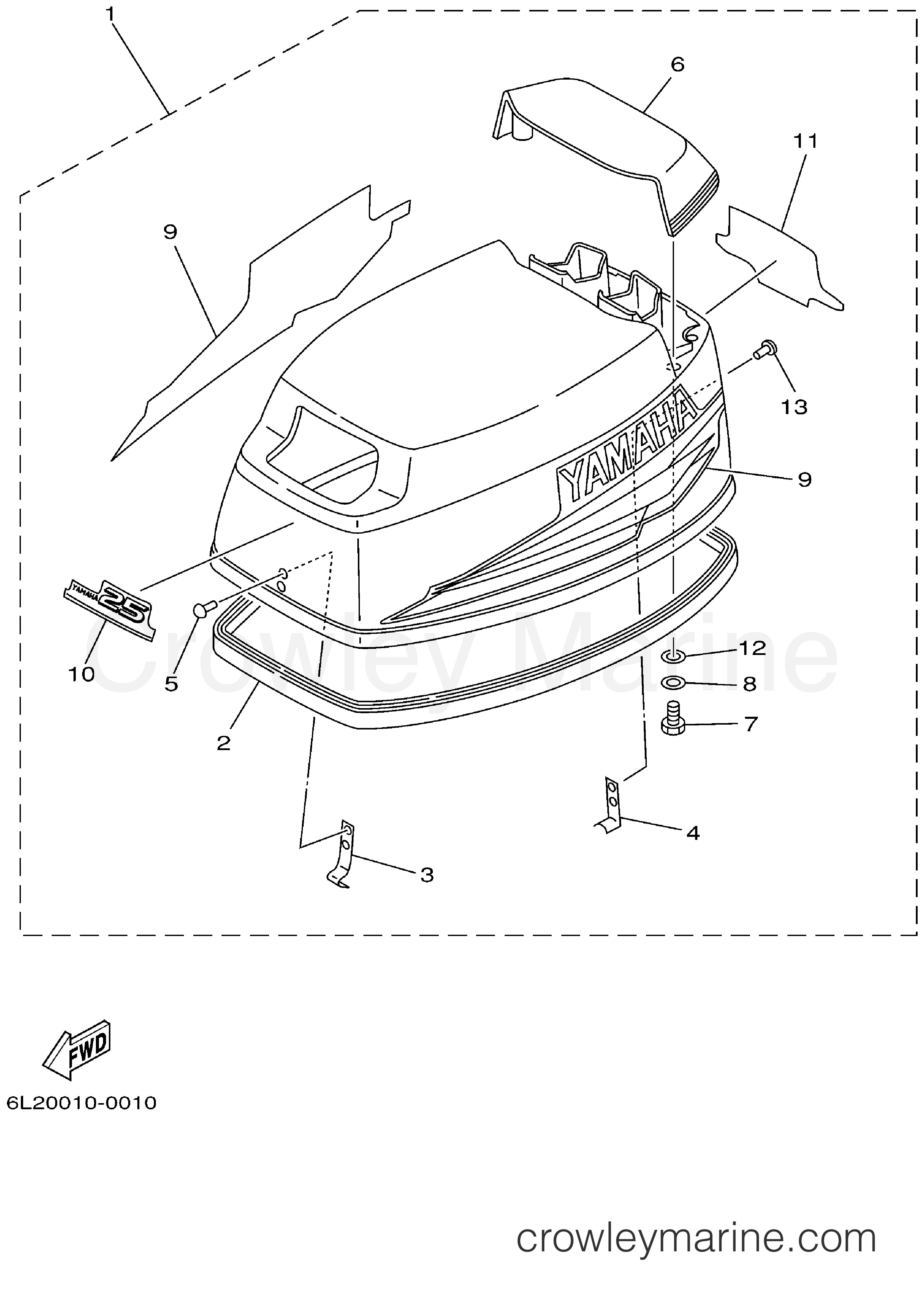 Yamaha Motors 25MLHY - TOP COWLING