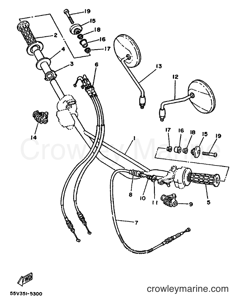 1988 Dirt Bike XT350 - XT350 (55V0) [070] - STEERING HANDLE & CABLE