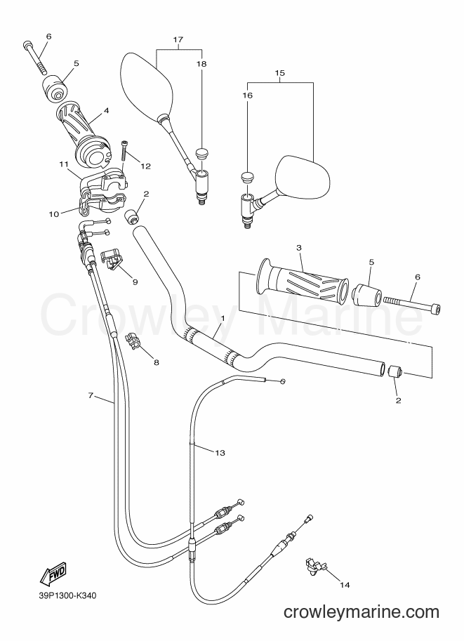 2012 Street Bike FZ8-N - FZ8-N (39PC) [010] - STEERING HANDLE & CABLE