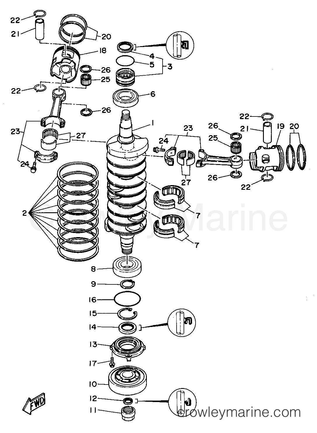 Yamaha Motors 225TXRS - CRANKSHAFT PISTON