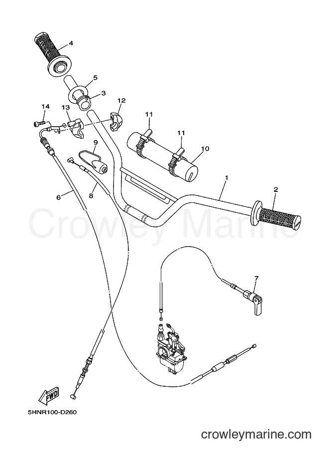 2007 Dirt Bike TT-R90E - TT-R90E (3P27) [010] - STEERING HANDLE & CABLE