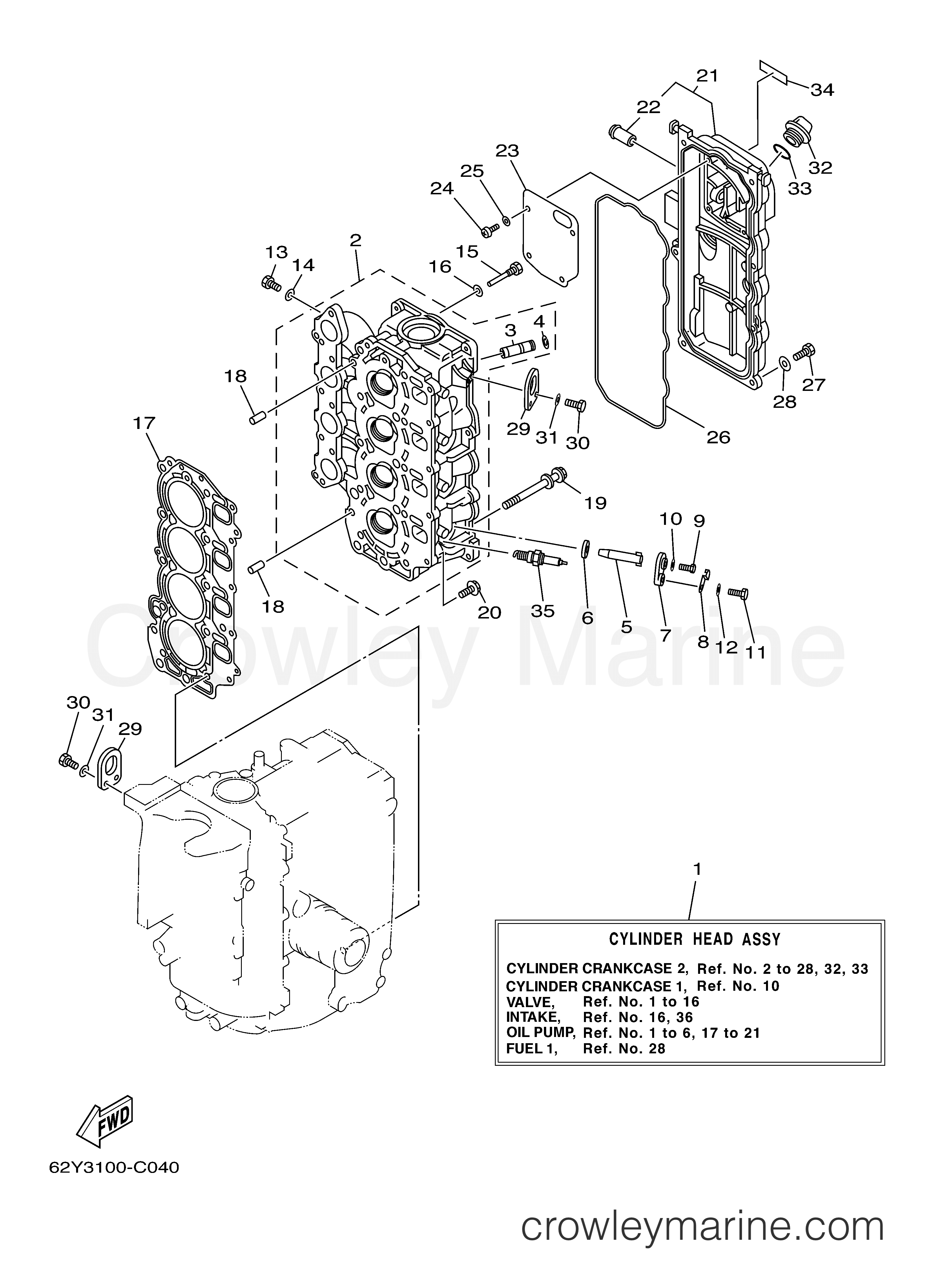 Yamaha Motors F50TLRC - CYLINDER CRANKCASE 2