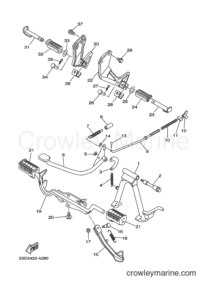 2002 Scooter T105E - T105E (5SD2) [010] - STAND & FOOTREST