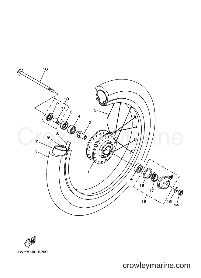 Yamaha Motors V110E (4WHA) [010] - FRONT WHEEL FOR SPOKE WHEEL
