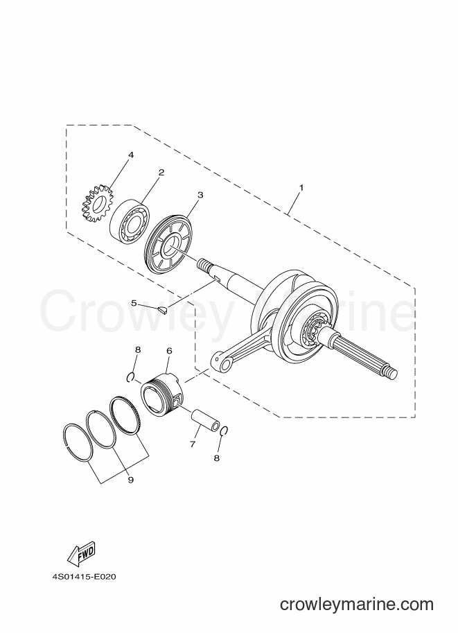 Yamaha Motors XC100E (1RS1) [010] - CRANKSHAFT & PISTON