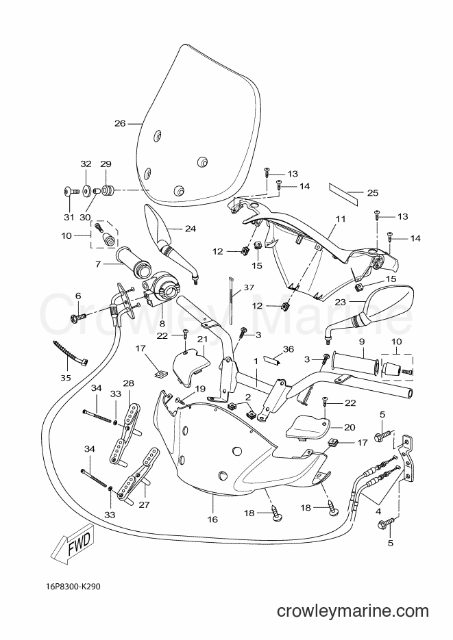 Yamaha Motors VP125 (16P8) [070] - STEERING HANDLE & CABLE