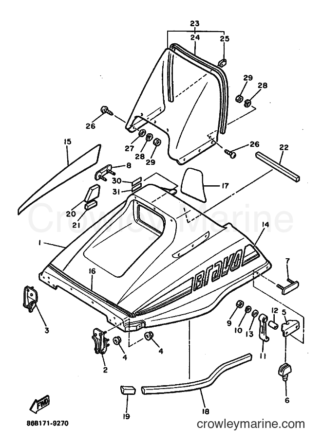 1989 Snowmobile BR250 - BR250 (86B1) [010] - SHROUD & WINDSHIELD