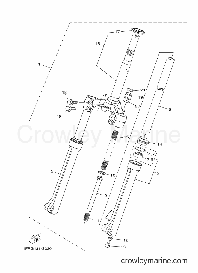 2017 Scooter T115FL - T115FL (1FPJ) [010] - FRONT FORK FOR DRUM BRAKE