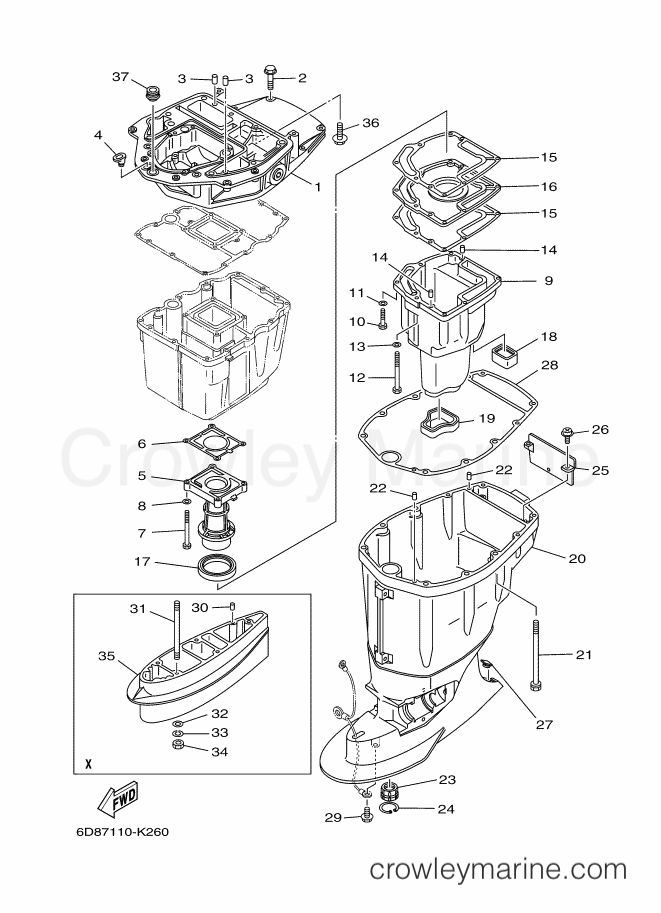 Yamaha Motors F90XA-2014 (6D8B) [190] - UPPER CASING