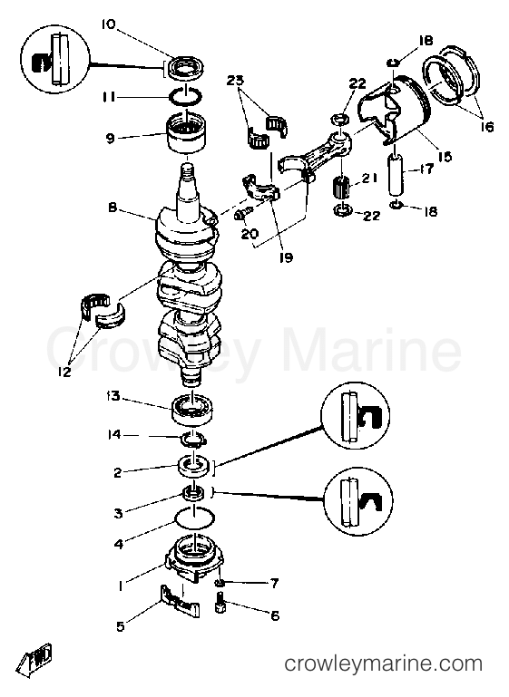 Yamaha Motors 90ETLDA - CRANKSHAFT PISTON