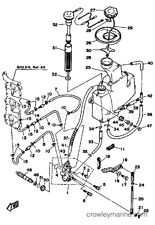 OIL PUMP TANK 1987 Yamaha Outboard 30hp 30ELH Crowley Marine