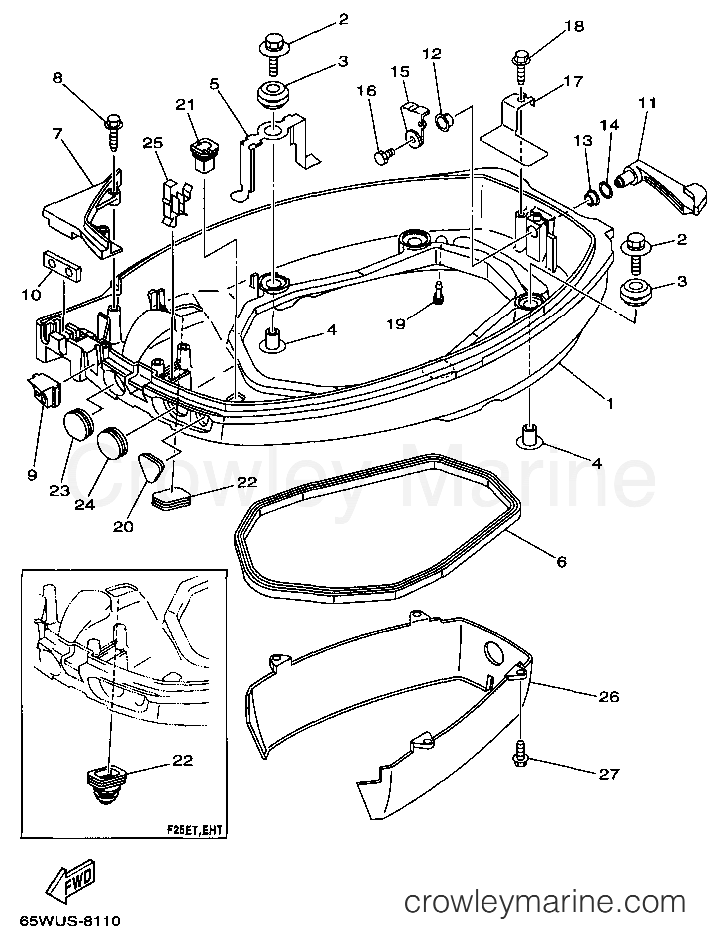 Yamaha Motors F25ESHW - BOTTOM COWLING